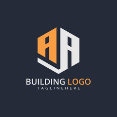 Obraz premium Modern Building Letter Logo Design – Real Estate Monogram Branding 