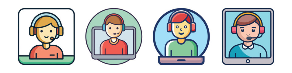 Video Call Icon Flat Style Communication Vector Illustration