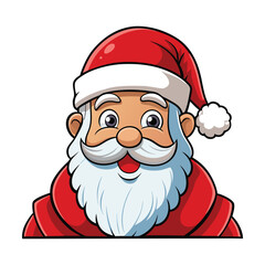 Cartoon illustration of santa claus head and shoulders