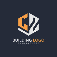 Obraz premium Modern Building Letter Logo Design – Real Estate Monogram Branding 
