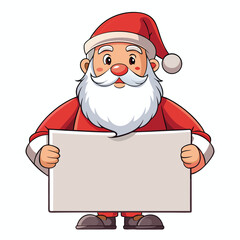 Santa claus holding a blank sign with a cheerful expression