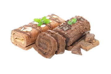 Cake rolls isolated on white background, PNG