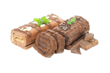 Cake rolls isolated on white background, PNG