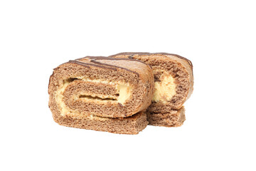Cake roll isolated on white background, PNG