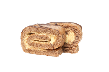 Cake roll isolated on white background, PNG