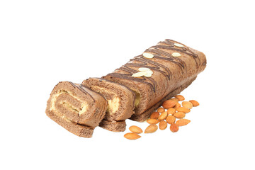 Cake roll isolated on white background, PNG