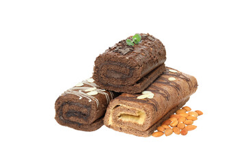 Cake rolls isolated on white background, PNG