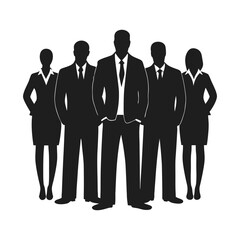Business people team silhouettes illustrating professional success and teamwork Team collaboration silhouette icon illustration vector