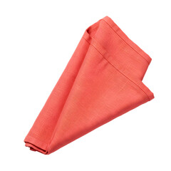Coral Orange Textured Fabric: Close-Up of Woven Material Sample on transparent background
