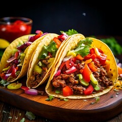Tacos Burrito Street food vibe contrast color meal sauce vegetables