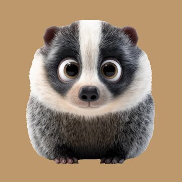 Cute cartoon badger illustration animation isolated asset, transparent 4K video, alpha channel, ProRes 4444