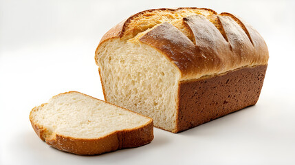 Loaf of Bread with Slice Isolated on White