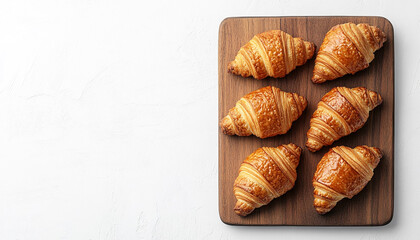 Wooden board with different sweet croissants