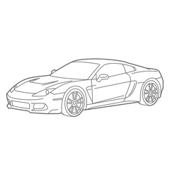 Sport car vector black line illustration isolated white. Old school muscle cars inspired cartoon sketch. Vector abstract muscle car. Vector image can be used for posters and printed products.