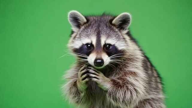 Cute Raccoon on Green Screen
