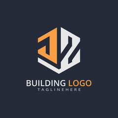 Obraz premium Modern Building Letter Logo Design – Real Estate Monogram Branding 