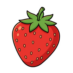 Vibrant Cartoon Strawberry Illustration:  Perfect for Food Blogs, Packaging, and Children's Products.