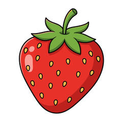 Obraz premium Vibrant Cartoon Strawberry Illustration: Perfect for Food Blogs, Packaging, and Children's Products.