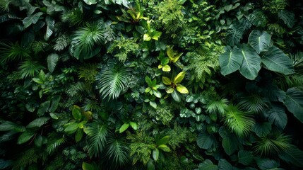 Green leaves in a lush forest with natural foliage and texture