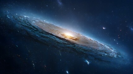 Fototapeta premium resplendent allure of a galaxy, with its vast expanse in boundless depths of space, encapsulates ethereal dance of swirling stars, interstellar vistas, and incomprehensible magnitude and intricacy 