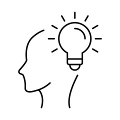 Thinking Brain Icon. Ideas, Intelligence, Ai, Knowledge, Learning, Neuron, Creativity, Inspiration, Brainstorm, Mindset Icons Editable Stroke Vector Illustration