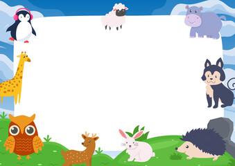 Charming Children's Playbook Template with Adorable Animals Surrounding a Blank Space