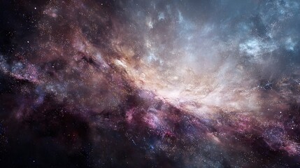 Fototapeta premium resplendent allure of a galaxy, with its vast expanse in boundless depths of space, encapsulates ethereal dance of swirling stars, interstellar vistas, and incomprehensible magnitude and intricacy 