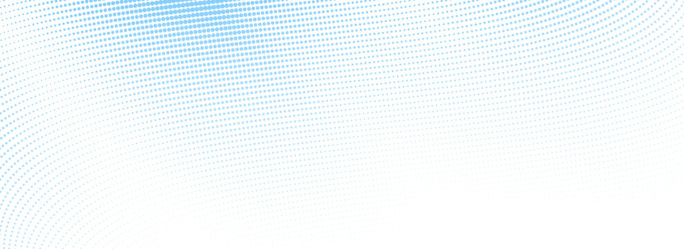 Abstract dotted wave line background. Light blue dynamic dash stripe texture. Warped and curved lines wallpaper for tech design template, presentation, brochure, leaflet, booklet. Vector airy backdrop