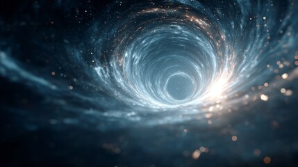 A wormhole in the universe that swirls with light and energy.