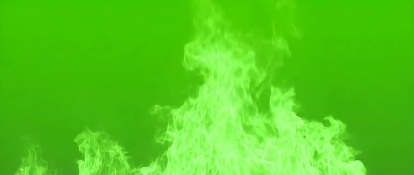 A green screen with fire flames burning. firestorm Fire that is burning