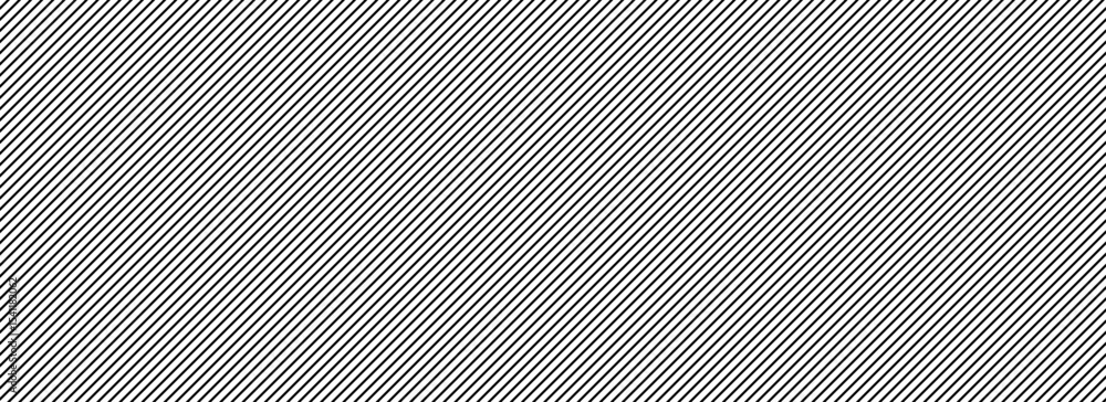 Poster Thin slash line seamless pattern. Repeated fine diagonal lines background. Pinstripe linear wallpaper. Black and white tilted slanted stripes backdrop. Repeating oblique strip texture overlay. Vector 
