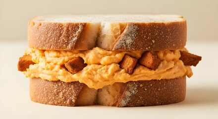 Pimento cheese sandwich with fried potatoes on sourdough bread