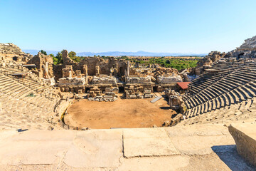 The remains of the Roman amphitheatre, Side, Antalya, Turkey