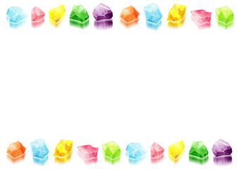 アナログ水彩いろいろな色の琥珀糖フレーム