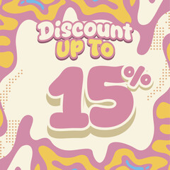 Creative discount design with soft pastel tones and fluid abstract shapes. Ideal for flash sales, ecommerce deals, kids brand promos, and eye catching digital marketing visuals.