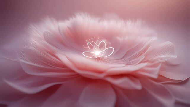 Pink feather flower rotating in soft studio