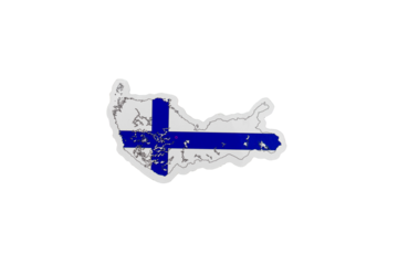 Finland Map Shaped with National Flag