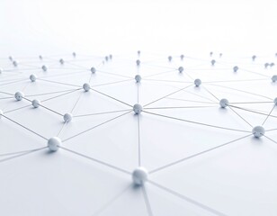 Minimalist White Network Mesh on White Background: Abstract Data Connection