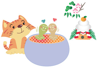 もちの恋人を見る猫
