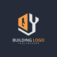 Modern Building Letter Logo Design – Real Estate Monogram Branding
