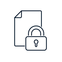 Concept document, confidentiality agreement. Vector linear icon isolated on white background.