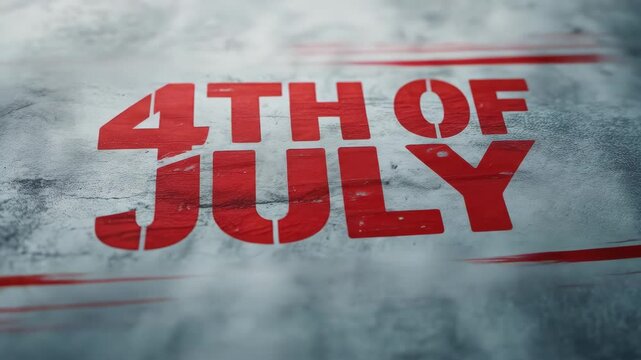 Closeup of fourth of july text on weathered gray background