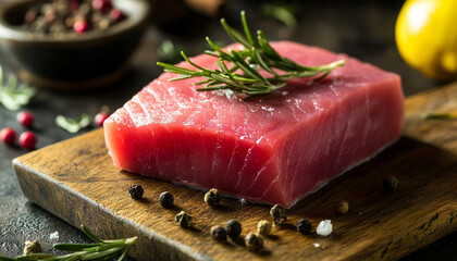 Raw tuna fish fillet steak