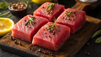 Raw tuna fish fillet steak