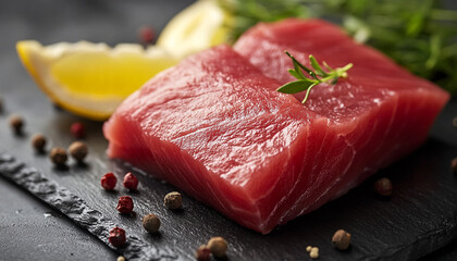 Raw tuna fish fillet steak