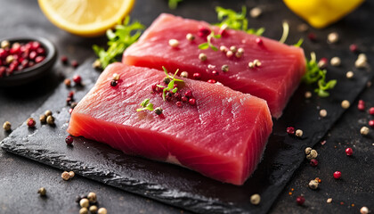 Raw tuna fish fillet steak