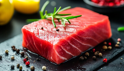 Raw tuna fish fillet steak