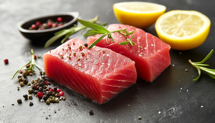 Raw tuna fish fillet steak