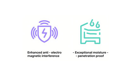 Enhanced anti electromagnetic interference and excellent moisture penetration icon, strong electromagnetic protection and effective moisture resistance, suitable for electronic environments 