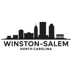 Obraz premium Winston–Salem skyline horizontal banner. Winston–Salem, North Carolina. Vector template for your design. Vector black silhouette. with white background